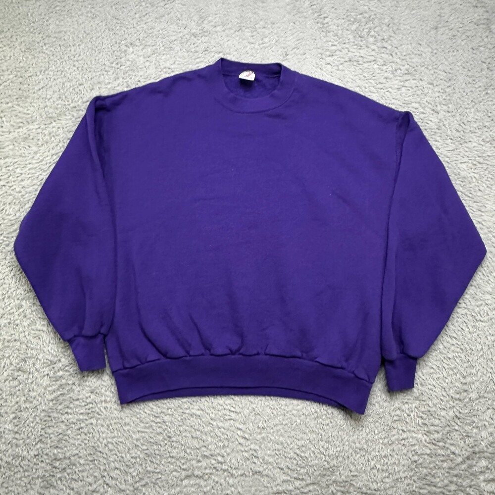 Vintage Blank Crewneck Sweatshirt Mens XL Purple Jerzees Made In USA